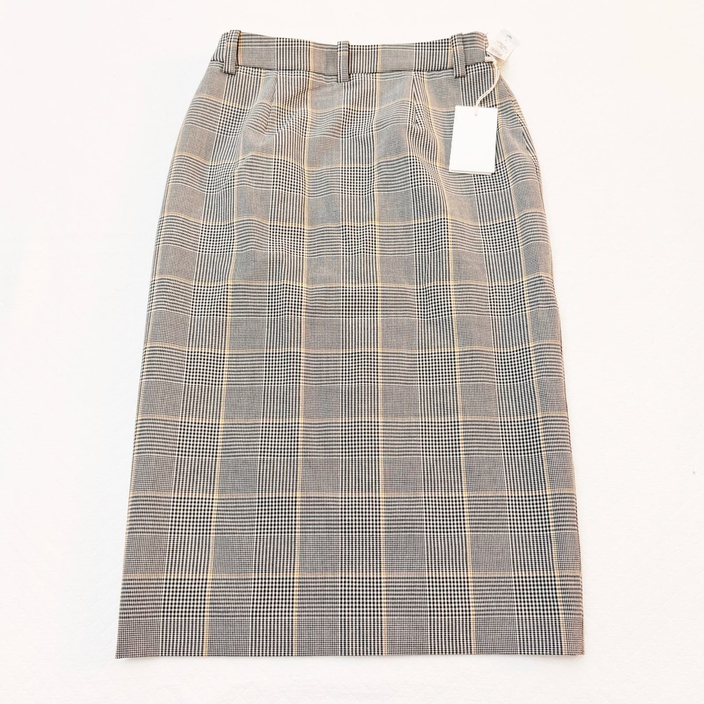 Wilfred Plaid Button-Front Midi Skirt in Gray and Tan - Picture 2 of 7